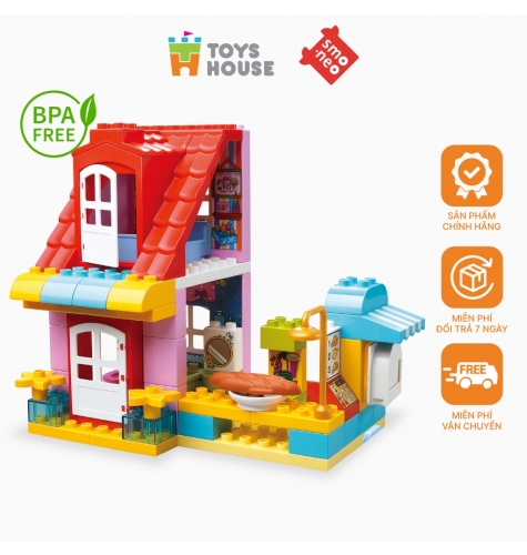Bộ đồ chơi lắp ghép smoneo duplo Cửa hàng thức ăn nhanh vui vẻ 68 chi tiết Toyshouse - 55001