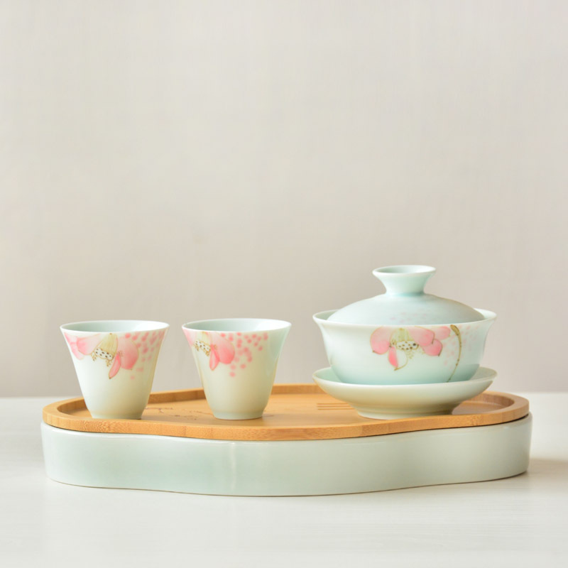 Khay trà gốm sứ kiểu Nhật, khay đựng nước mini, khay pha khô nhỏ, khay trà, khay trà, khay tre, khay trà men ngọc bóng