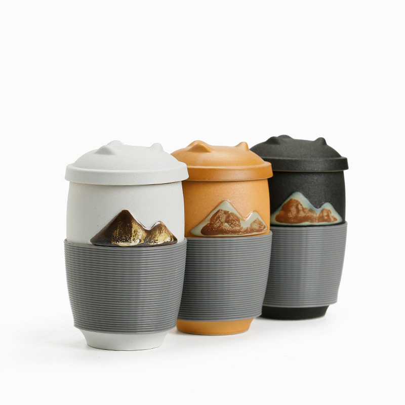 Cốc Nước lọc có nắp đơn giản Cốc pha trà văn phòng cốc trà phong cảnh du lịch xách tay