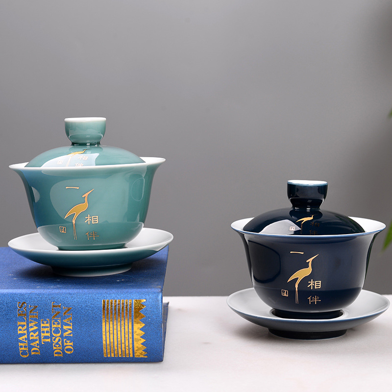 Bát có nắp đậy bằng gốm sứ cỡ lớn 4.0 inch/180ml Bát trà Bộ trà Kung Fu Bát trà Bán buôn tách trà