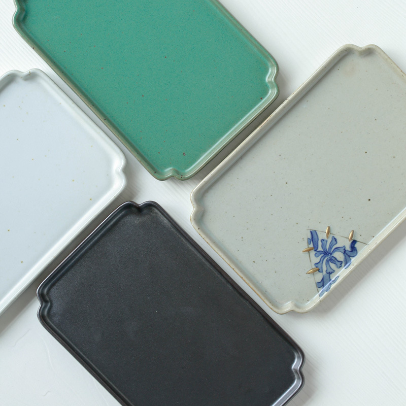 Khay pha khô cỡ nhỏ bằng gốm sứ, Khay đựng ấm đơn giản bằng tay, khay đựng trà, khay trà, Khay trà, bàn trà