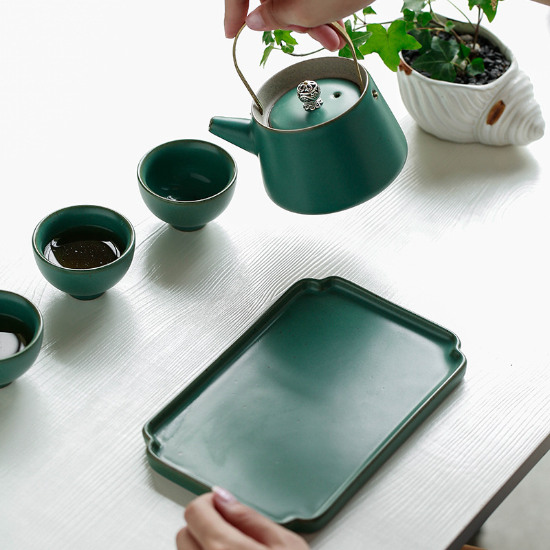 Khay pha khô cỡ nhỏ bằng gốm sứ, Khay đựng ấm đơn giản bằng tay, khay đựng trà, khay trà, Khay trà, bàn trà