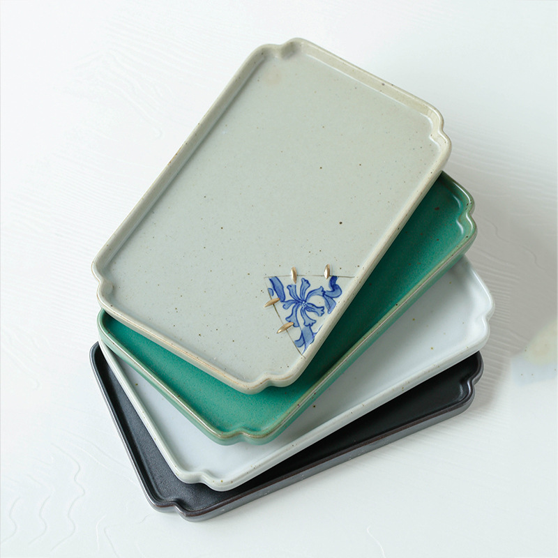 Khay pha khô cỡ nhỏ bằng gốm sứ, Khay đựng ấm đơn giản bằng tay, khay đựng trà, khay trà, Khay trà, bàn trà