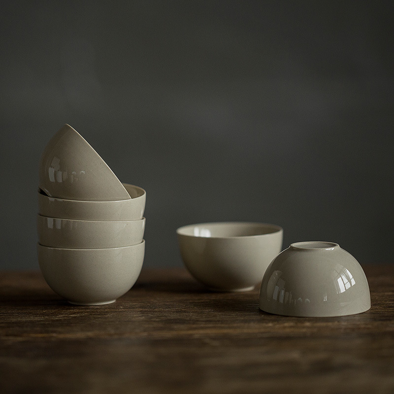 Cốc trà Kung Fu màu xám thực vật, cốc trà, cốc chủ nhân màu xám, cốc đơn, Bộ trà Đức Hoa gốm sứ, tách trà nhỏ