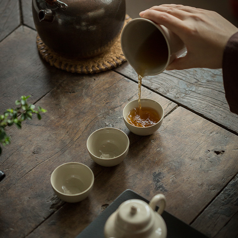 Cốc trà Kung Fu màu xám thực vật, cốc trà, cốc chủ nhân màu xám, cốc đơn, Bộ trà Đức Hoa gốm sứ, tách trà nhỏ