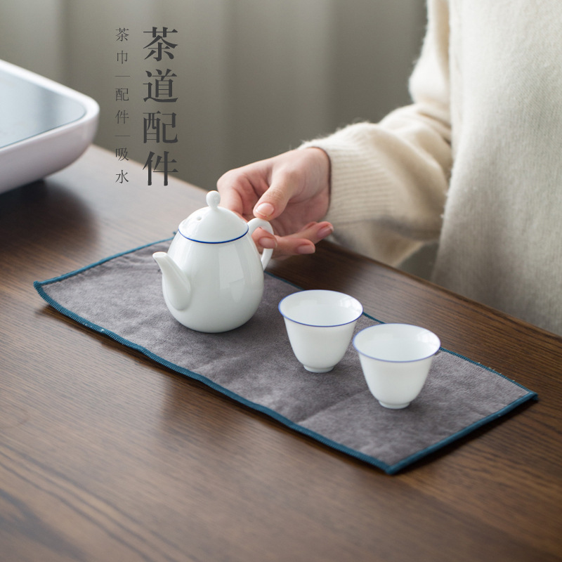 Khăn lau dày, chất liệu microfiber, thấm hút tốt, hình vuông, chuyên dụng cho khay trà, dùng trong gia đình và văn phòng.