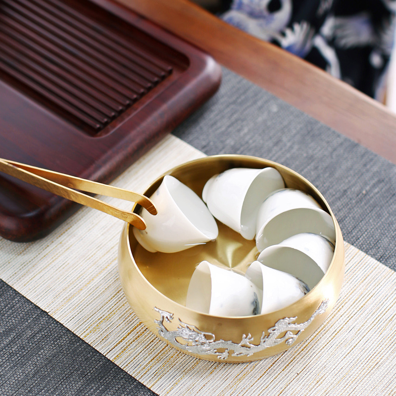 Oantang bán buôn đồng nguyên chất rửa trà gia dụng cỡ lớn rửa chén bát bát cốc đựng trà cổ điển Thiền kiểu Nhật Bộ trà Bình đựng nước