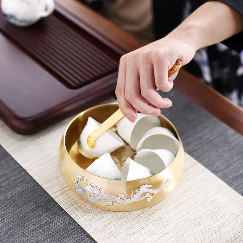 Oantang bán buôn đồng nguyên chất rửa trà gia dụng cỡ lớn rửa chén bát bát cốc đựng trà cổ điển Thiền kiểu Nhật Bộ trà Bình đựng nước