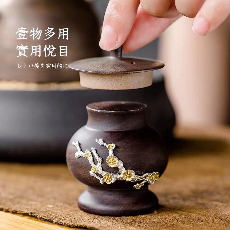 Phụ kiện vật nuôi trà có nắp bằng gỗ mun, nắp ấm trà, giá đỡ Nắp bát, bộ trà Kung Fu hoa thiếc thủ công kiểu Nhật, đồ trang trí bàn trà