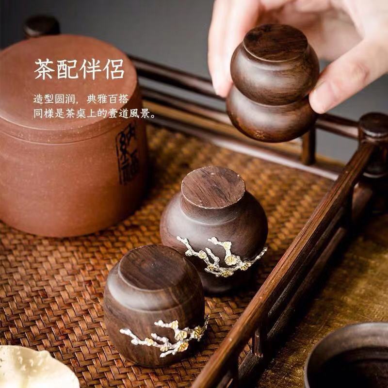 Phụ kiện vật nuôi trà có nắp bằng gỗ mun, nắp ấm trà, giá đỡ Nắp bát, bộ trà Kung Fu hoa thiếc thủ công kiểu Nhật, đồ trang trí bàn trà