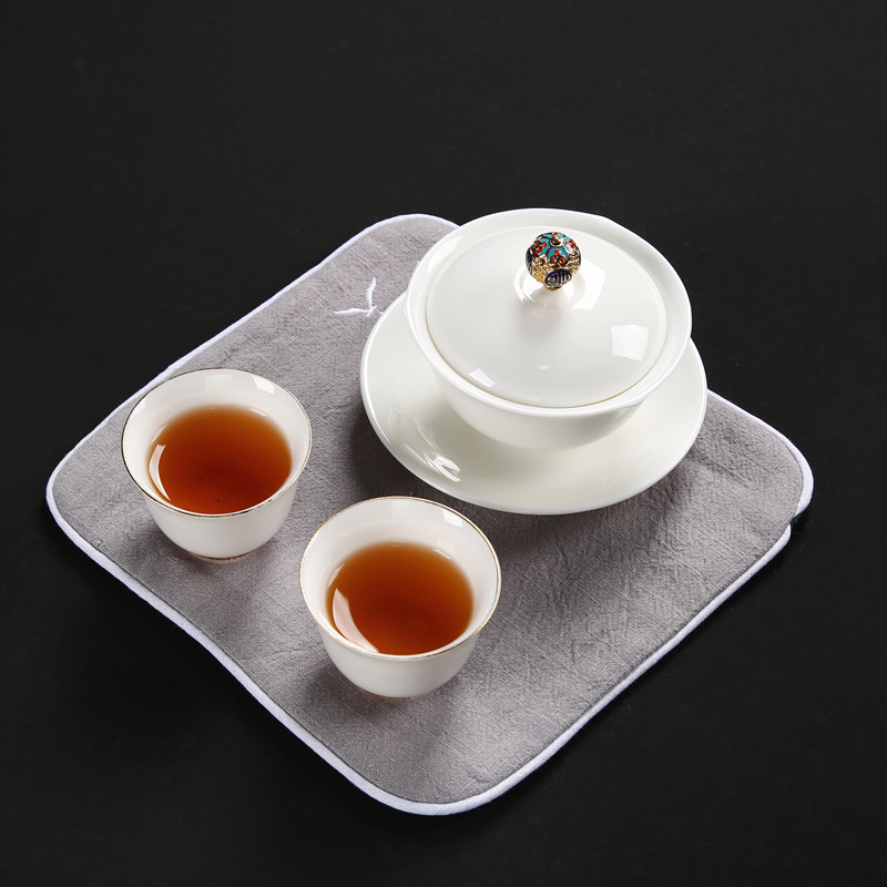 Bông và lanh kiểu Nhật thấm nước hai mặt có thể sử dụng khăn trà vải cổ điển bọt khô bình lót ấm đệm cách nhiệt Phụ Kiện Bộ trà