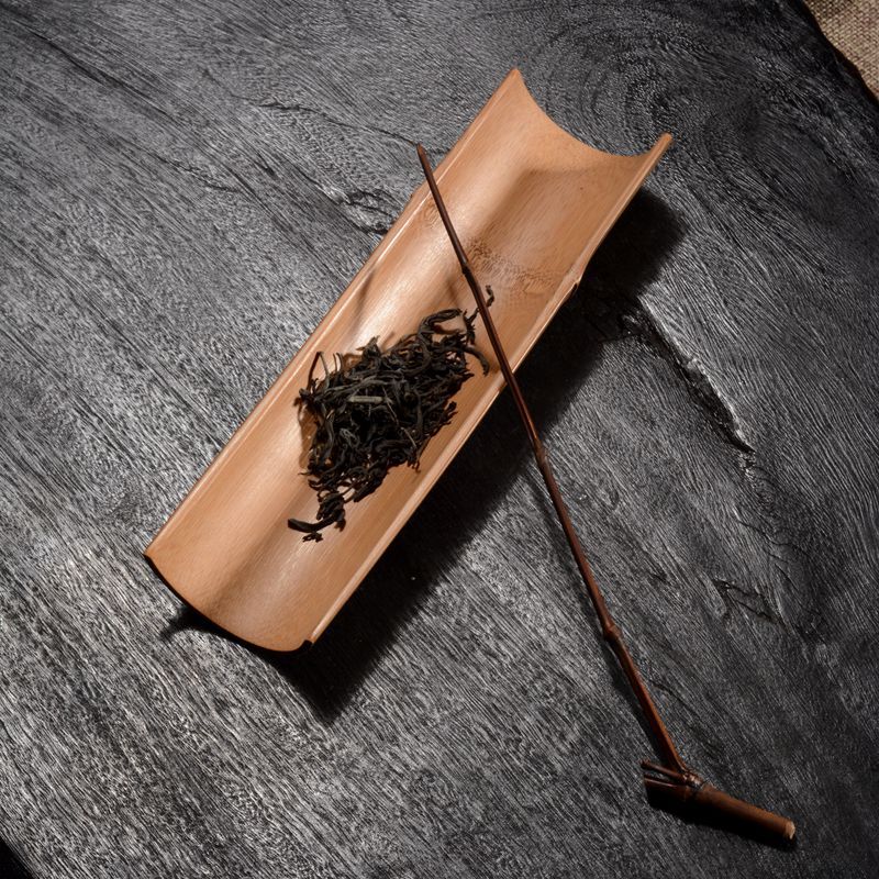 Bộ muỗng trà tre than hóa hai món, dụng cụ rải trà, khay trà, phụ kiện trà đạo, bộ dụng cụ trà đạo sáu quý, dùng trong gia đình.