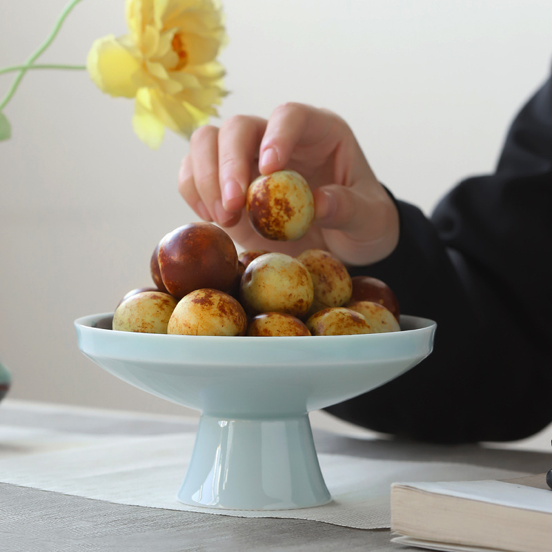 Khay giải khát gốm sứ chân cao sáng tạo Khay đựng trái cây cỡ lớn kiểu Trung Quốc Mới đựng đồ ăn vặt phòng khách món hạt dưa