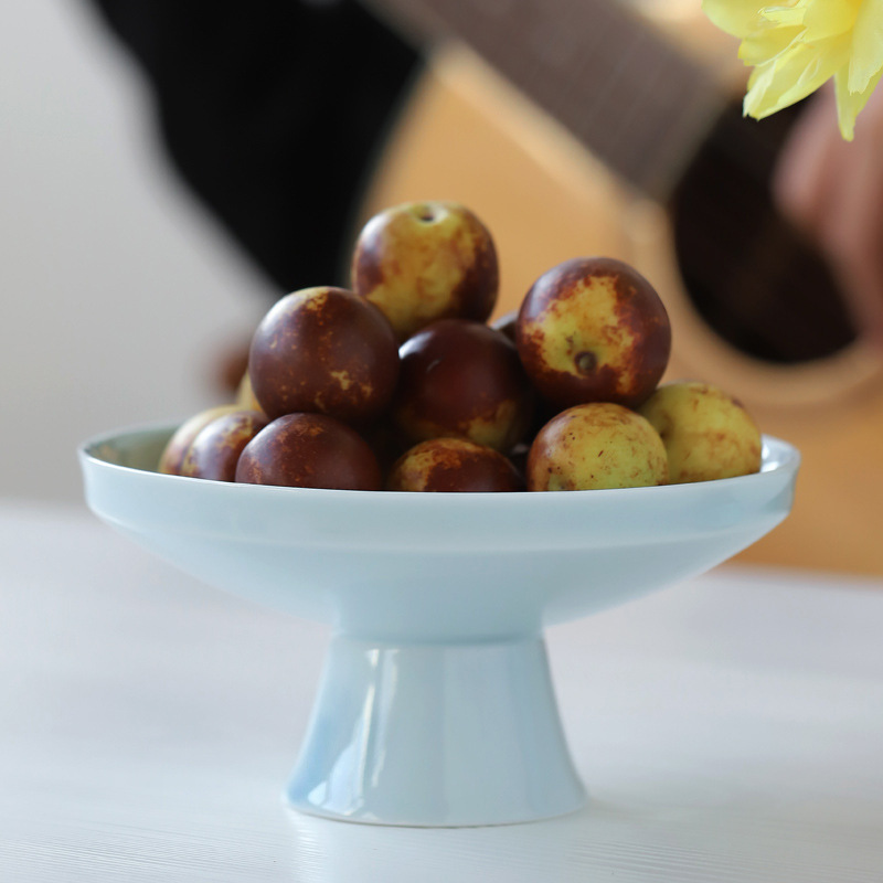 Khay giải khát gốm sứ chân cao sáng tạo Khay đựng trái cây cỡ lớn kiểu Trung Quốc Mới đựng đồ ăn vặt phòng khách món hạt dưa