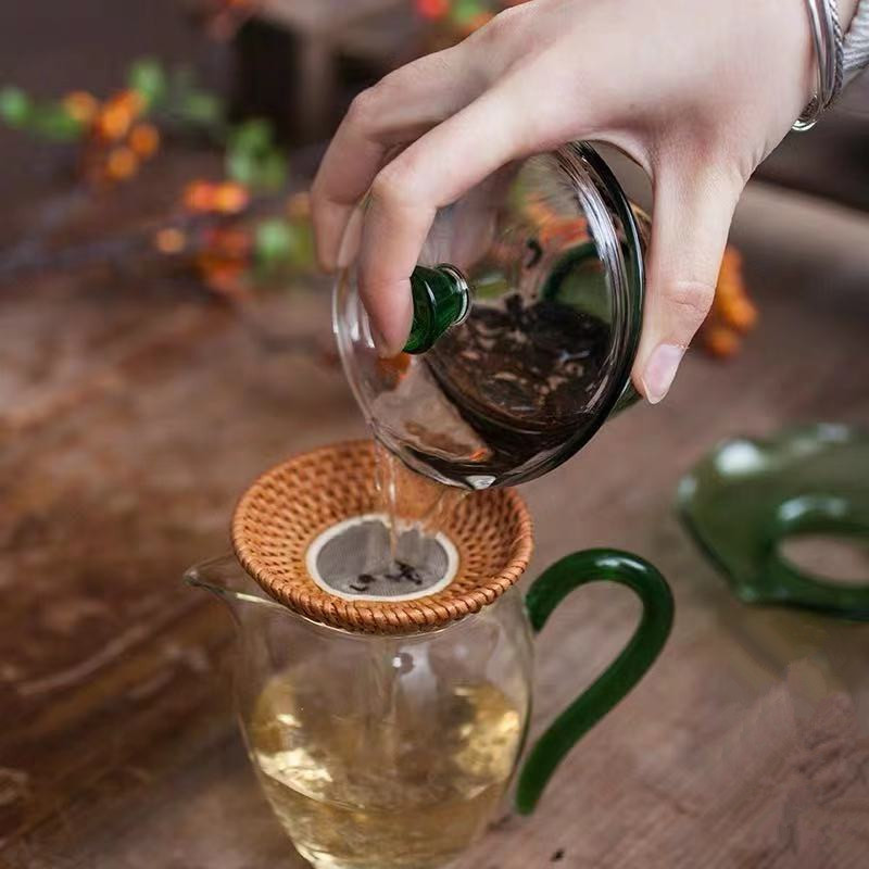 Lọc trà tre đan thủ công lọc trà mây lọc trà lọc trà lọc trà dư trà sáng tạo cổ điển Bộ trà Kung Fu