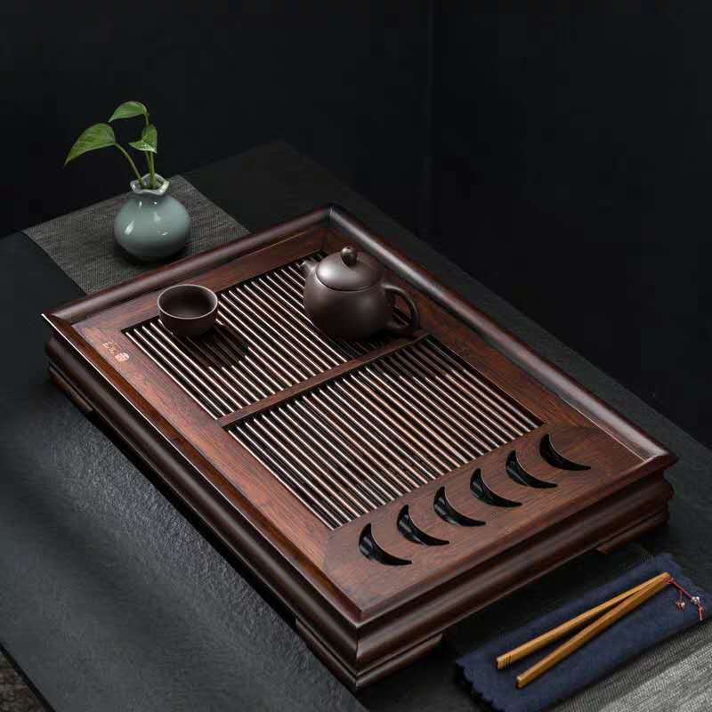 Khay trà tre cacbon hóa gia dụng hình chữ nhật trà Biển Bộ trà Kungfu thoát nước cỡ lớn bàn trà kiểu Trung Quốc phòng khách đơn giản