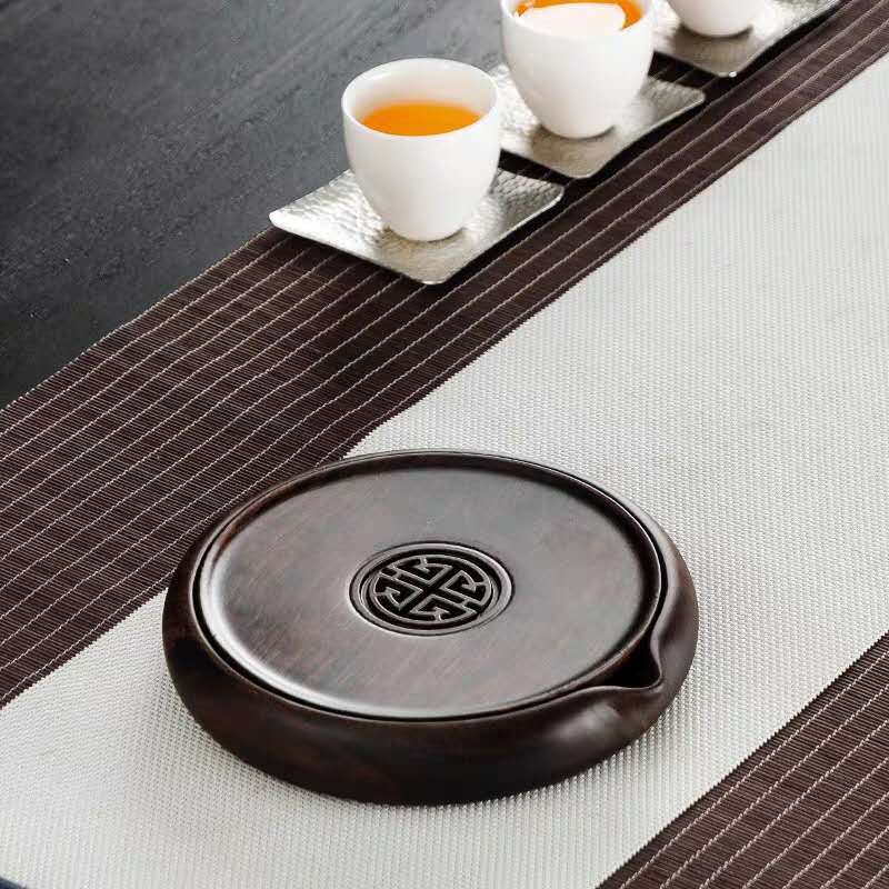 Ấm cổ điển giả gỗ mun gỗ rắn nặng tre khô Khay trà bàn trà nhỏ đựng nước Phụ kiện trà đạo Kungfu gia dụng