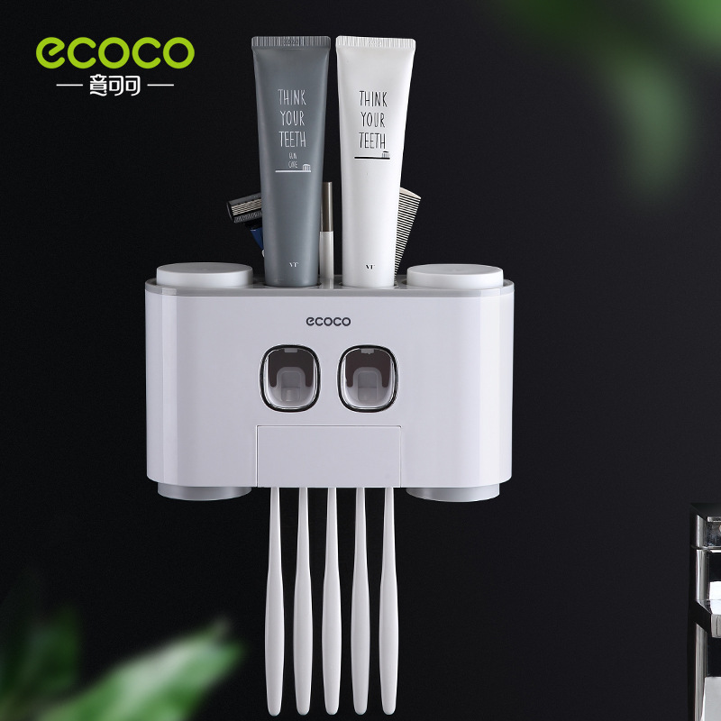 Dụng cụ bóp kem đánh răng không đục lỗ Giá đựng bàn chải đánh răng bốn cốc treo tường Bàn chải đánh răng phòng tắm Giá đựng kem đánh răng Bộ cốc nước súc miệng