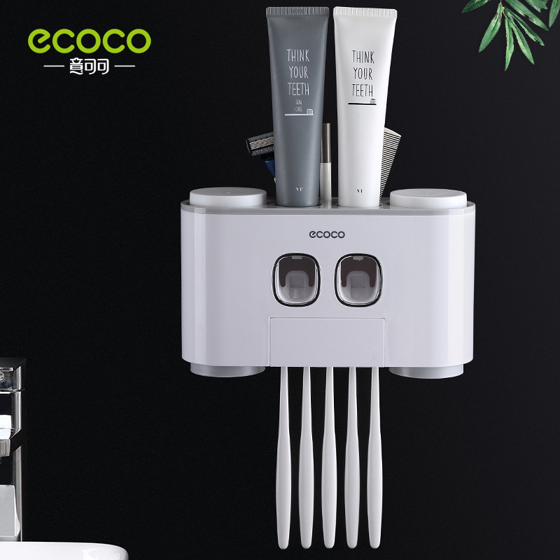 Dụng cụ bóp kem đánh răng không đục lỗ Giá đựng bàn chải đánh răng bốn cốc treo tường Bàn chải đánh răng phòng tắm Giá đựng kem đánh răng Bộ cốc nước súc miệng