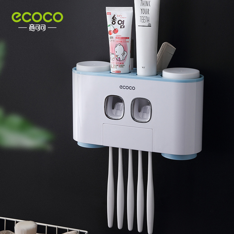 Dụng cụ bóp kem đánh răng không đục lỗ Giá đựng bàn chải đánh răng bốn cốc treo tường Bàn chải đánh răng phòng tắm Giá đựng kem đánh răng Bộ cốc nước súc miệng