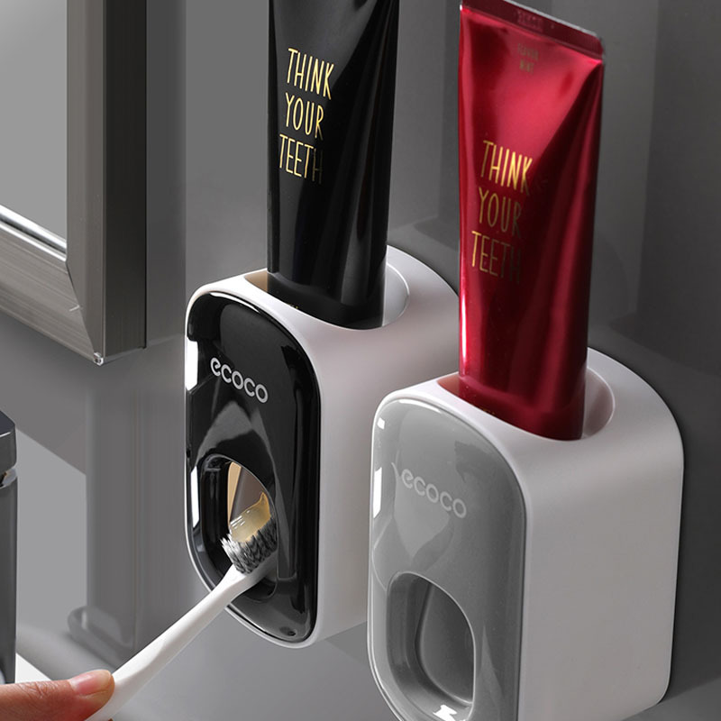 Dụng cụ ép kem đánh răng tự động Dụng cụ ép kem đánh răng treo tường không đục lỗ gia dụng Bộ Dụng cụ ép kem đánh răng phòng tắm