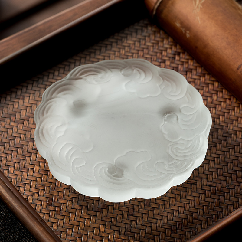 Kính hoa văn đám mây tốt lành giữ nồi handmade trong suốt đơn giản hộ gia đình khay trà Nhật Bản giữ nồi Kung Fu bộ trà phụ kiện