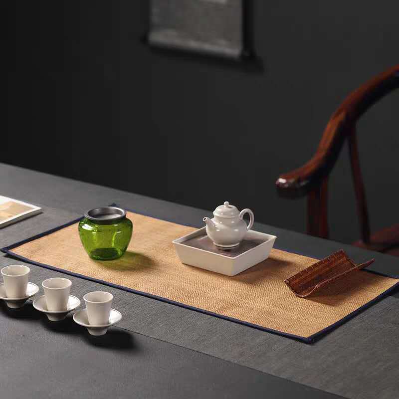 Thảm trà Nhật Bản dệt bằng rơm bán buôn, khăn trải bàn trà dệt tay, thảm pha trà phong cách Thiền, phụ kiện trà đạo dùng trong nhà