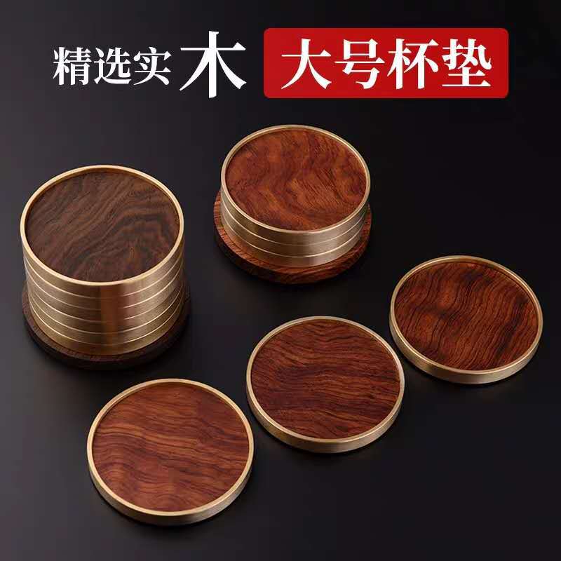 Bán buôn khay đựng cốc trà kết hợp bằng gỗ đồng kiểu Nhật 6 miếng đệm cách nhiệt Phụ Kiện Bộ trà Kung Fu