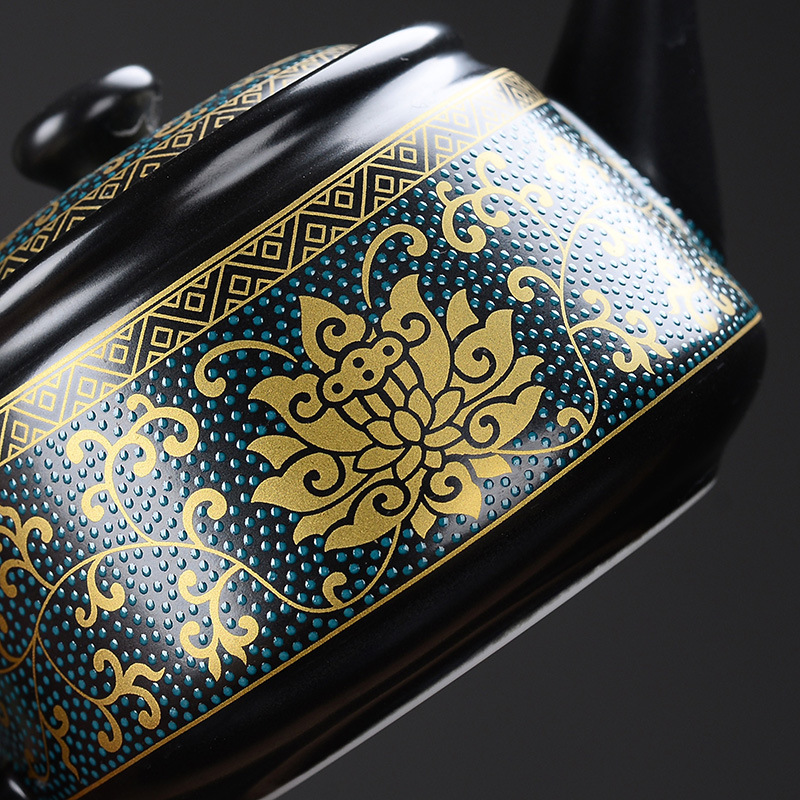 Ấm trà cổ điển gốm sứ sáng tạo thủ công sơn vàng gia dụng cỡ lớn 250ml Ấm Trà Công Phu logo