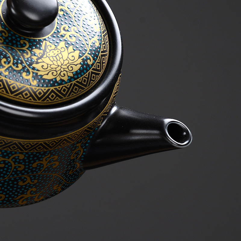 Ấm trà cổ điển gốm sứ sáng tạo thủ công sơn vàng gia dụng cỡ lớn 250ml Ấm Trà Công Phu logo