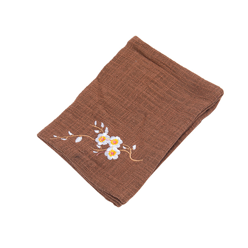 Nhà sản xuất bán buôn khăn trà cotton và lanh thêu phong cách Nhật Bản dày thấm nước trà bộ trà Zen Kung Fu khăn lau khăn