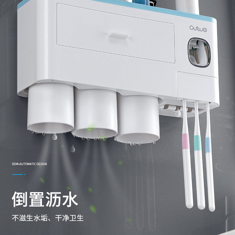Giá để bàn chải đánh răng, Cốc đánh răng, cốc đựng nước súc miệng, phòng tắm treo tường, không cần đục lỗ, kem đánh răng treo tường, dụng cụ đánh răng, Bộ dụng cụ đánh răng