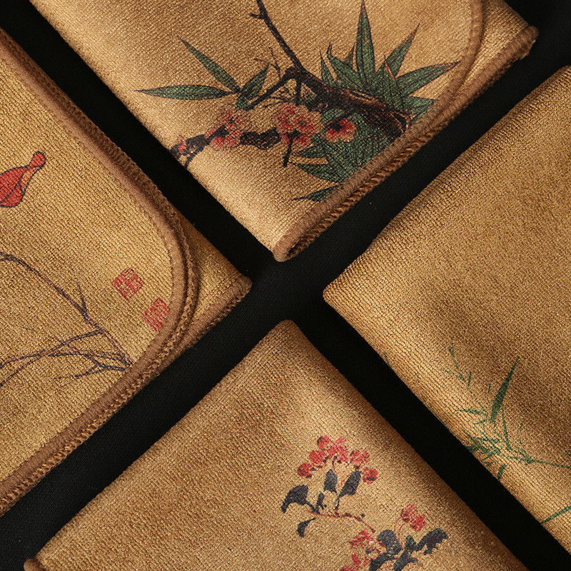 Bán buôn vải Trà Sơn Khăn trà cao cấp Khăn trải bàn Khăn trà thấm nước Bộ trà dày cotton lanh Zen khăn lau