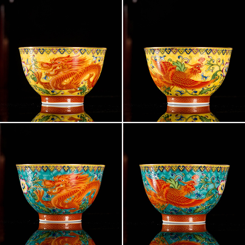 Cốc chủ nhân tráng men cloisonné, cốc trà Kung Fu gốm sứ, bát trà cỡ lớn, cốc trà gia dụng, cốc trà đơn bán buôn