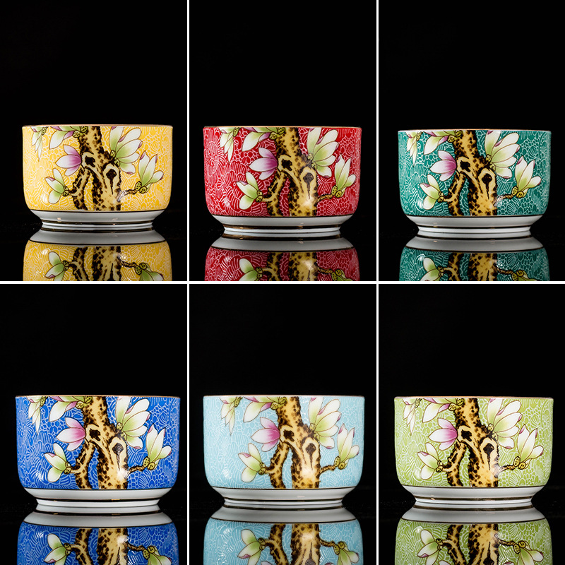 Cốc chủ nhân tráng men cloisonné, cốc trà Kung Fu gốm sứ, bát trà cỡ lớn, cốc trà gia dụng, cốc trà đơn bán buôn