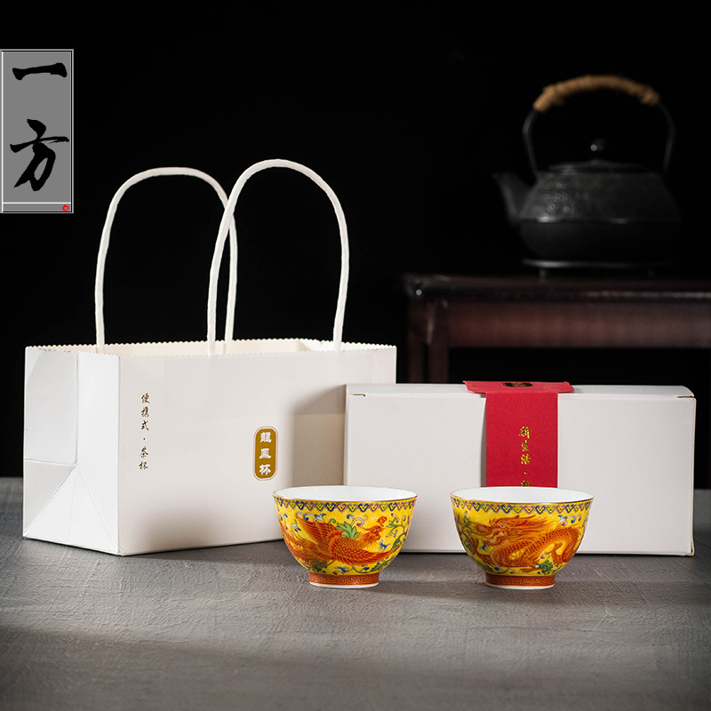 Cốc chủ nhân tráng men cloisonné, cốc trà Kung Fu gốm sứ, bát trà cỡ lớn, cốc trà gia dụng, cốc trà đơn bán buôn