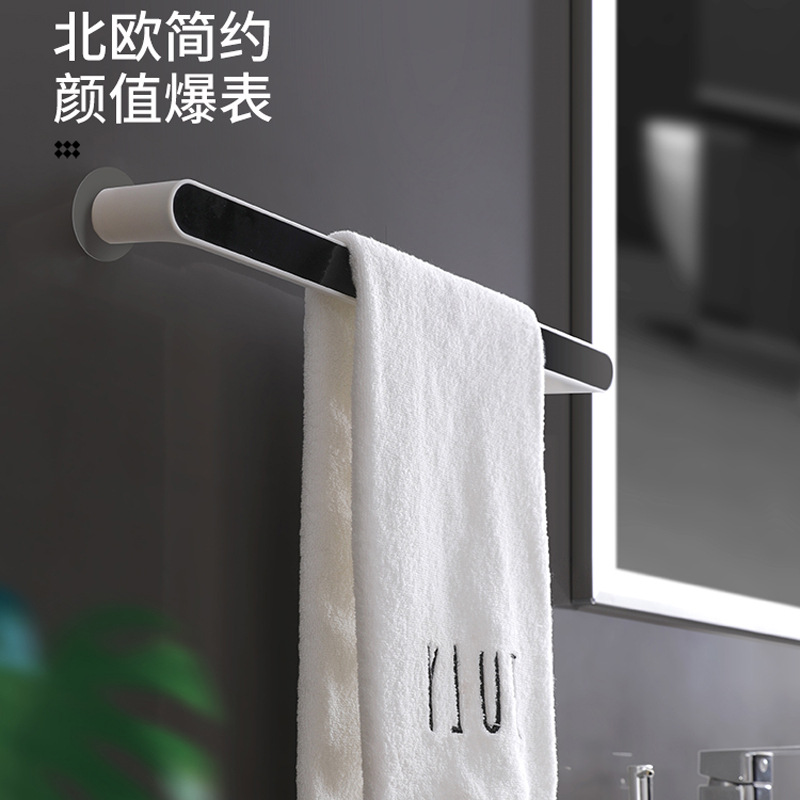 Giá treo khăn, giá treo cốc hút phòng tắm không đục lỗ, giá treo khăn tắm, thanh đựng đơn sáng tạo đơn giản Bắc Âu