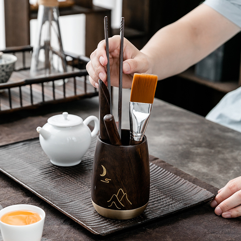 Gỗ Đàn hương đen rắn trà đạo sáu quý ông Bộ Phụ Kiện Bộ trà Kung Fu 6 quý ông Daquan dụng cụ pha trà kẹp trà dao thìa