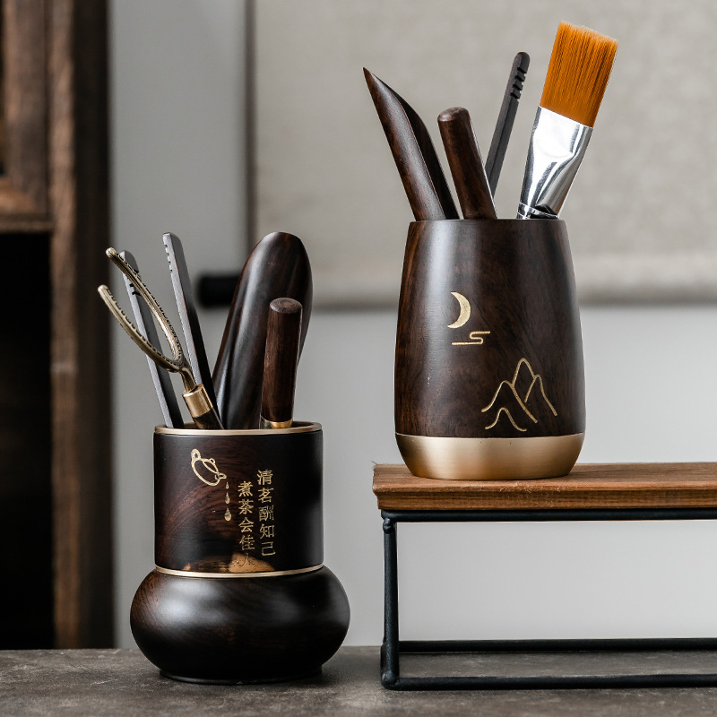 Gỗ Đàn hương đen rắn trà đạo sáu quý ông Bộ Phụ Kiện Bộ trà Kung Fu 6 quý ông Daquan dụng cụ pha trà kẹp trà dao thìa