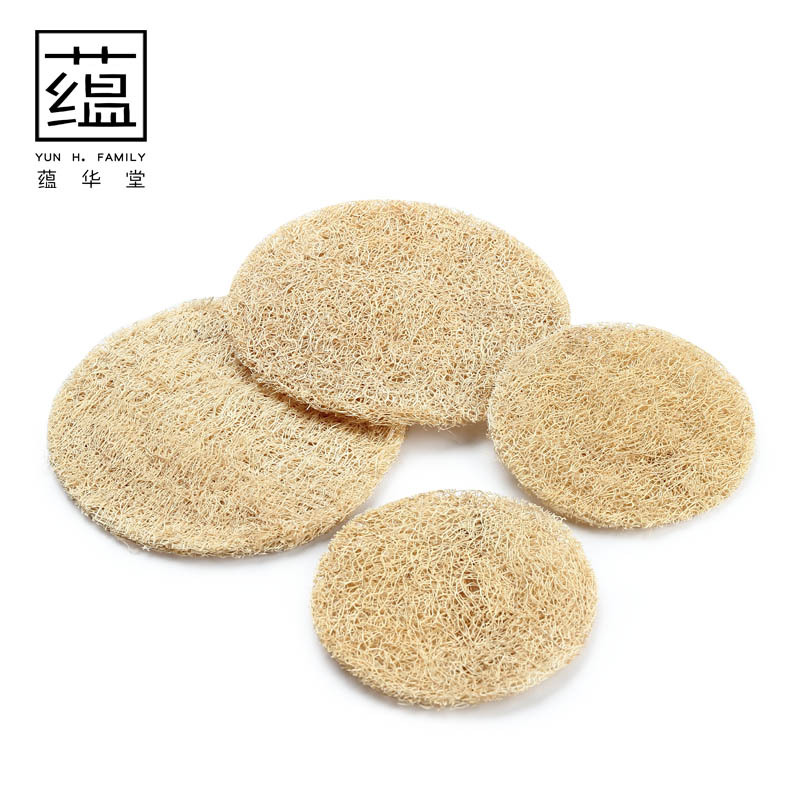 Tấm lót ấm bằng mướp tự nhiên thủ công kiểu Nhật, tấm lót ấm, Tấm Lót cốc, Tấm Lót ấm trà, Bộ trà Kung Fu, Bộ trà đạo