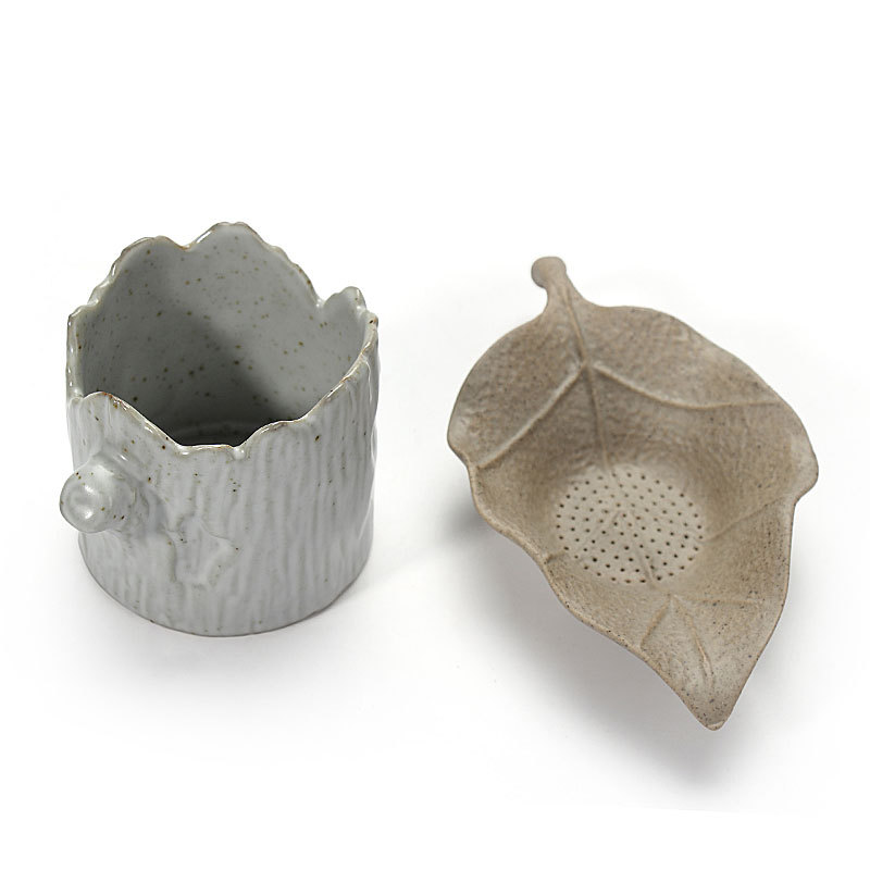 Bộ Lọc gốc cây lá sáng tạo trà Pu'er Trà đen Kung Fu Bộ trà trà gốm Bộ lọc lỗ kim lưới lọc trà Retro