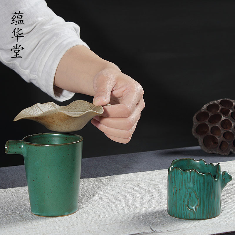 Bộ Lọc gốc cây lá sáng tạo trà Pu'er Trà đen Kung Fu Bộ trà trà gốm Bộ lọc lỗ kim lưới lọc trà Retro