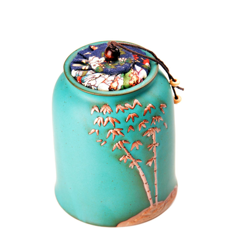 Bình trà tráng men màu xanh lá cây mờ bình trà nhỏ bằng gốm thô đơn giản Bộ trà gốm Đức Hoa gia công Phù điêu logo