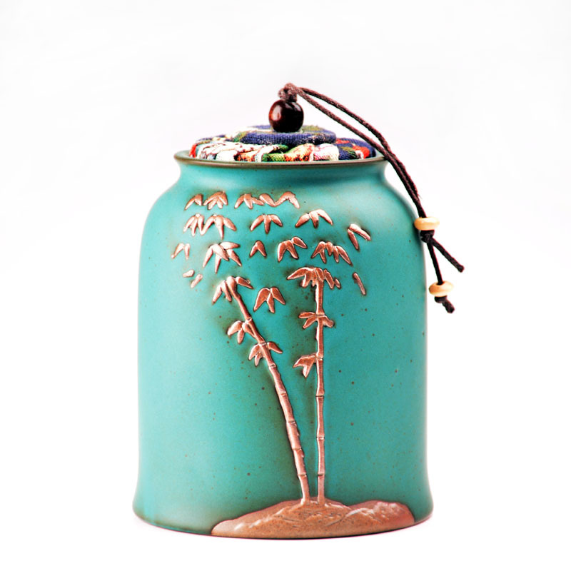 Bình trà tráng men màu xanh lá cây mờ bình trà nhỏ bằng gốm thô đơn giản Bộ trà gốm Đức Hoa gia công Phù điêu logo