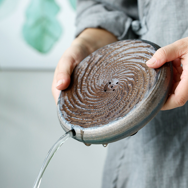 Bình đựng dao nhảy bình đựng nước bằng gốm thô kiểu Nhật, bình đựng nước, tấm lót bình, khay đựng trà, Khay trà, phụ kiện Bộ trà Kung Fu