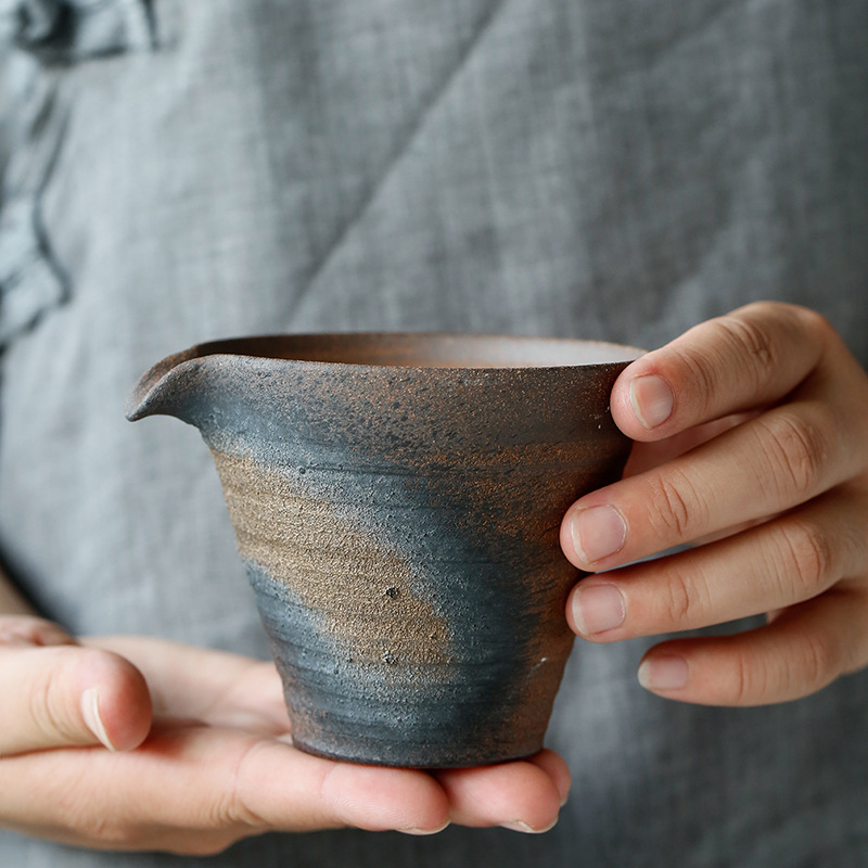 Cốc bằng gốm thô kiểu Nhật cỡ lớn dụng cụ chia trà thủ công cổ điển sáng tạo tách trà biển cốc đồng phục phụ kiện Bộ trà