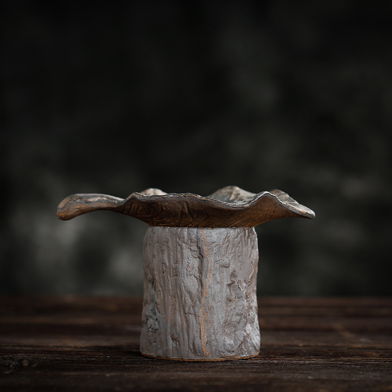 Lọc trà gốm thô thủ công kiểu Nhật, lọc trà sớm, lọc trà gốm sứ sáng tạo, khung lưới trà đạo