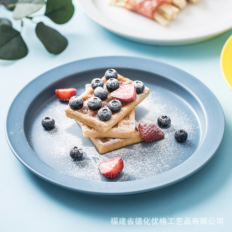 Bộ đồ ăn gốm sứ nổi tiếng trên mạng ins Bắc Âu Đĩa gia dụng Đĩa thức ăn Đĩa thức ăn sáng tạo Đĩa thức ăn phương Tây Đĩa bít tết Đĩa tròn cá tính