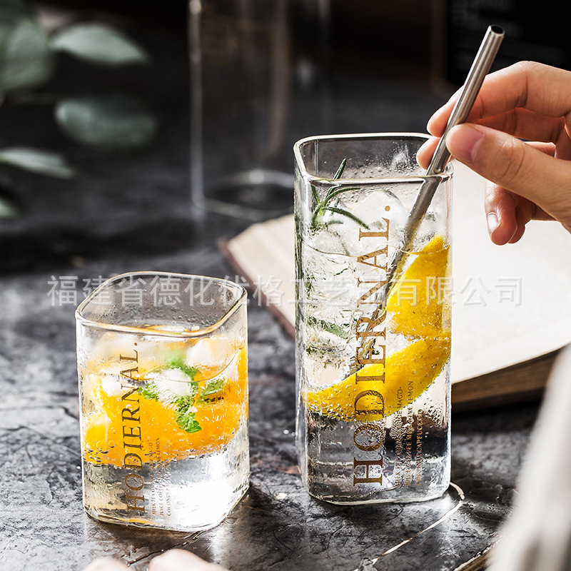 Cốc thủy tinh chữ cái mạ vàng sáng tạo Bắc Âu cốc nước cốc sữa cốc ăn sáng cốc trà sữa cốc cà phê cốc đồ uống lạnh