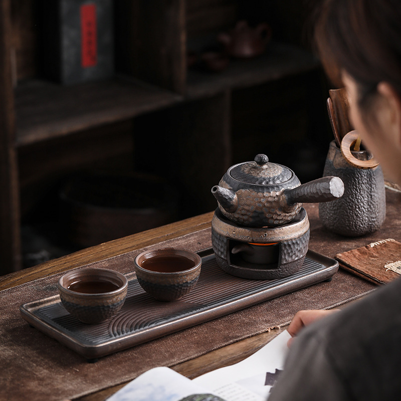 Bộ ấm trà hoa văn búa thủ công kiểu Nhật Bộ ấm trà ấm trà pha trà đơn giản gia dụng Bộ hộp quà